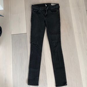 Rag & Bone rock w/ holes black jeans